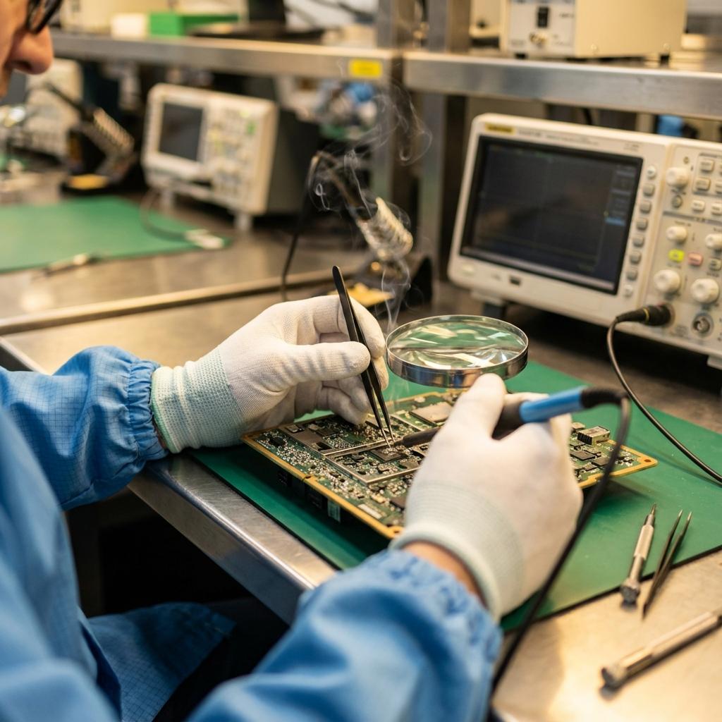 Technician Repairing Electronics